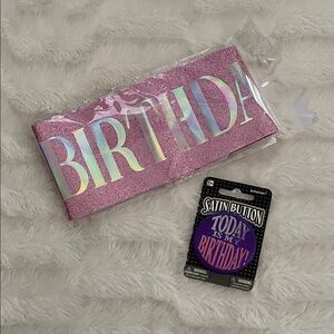 Pink Birthday Sash and Button Set